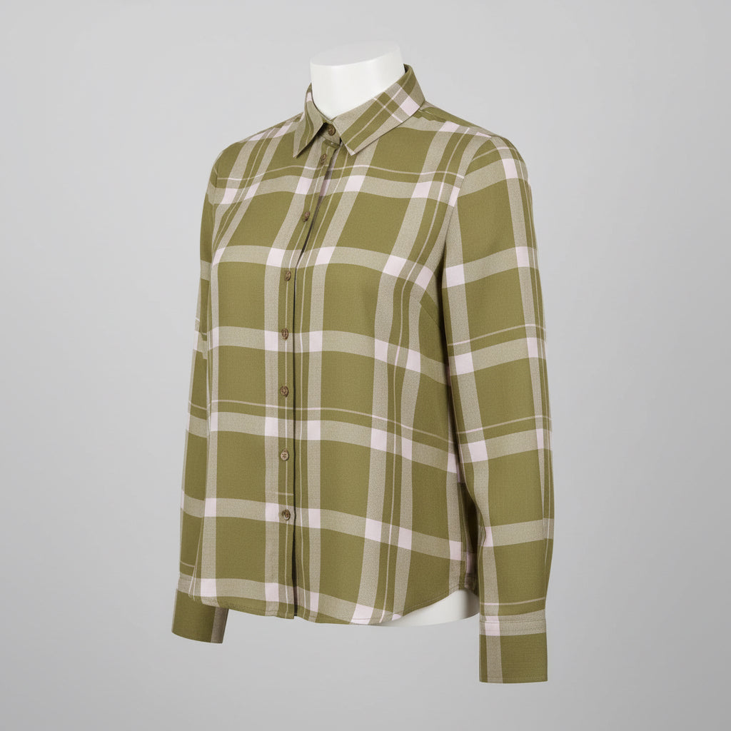 Re-Life EcoVero Viscose - échantillon à carreaux vert et rose