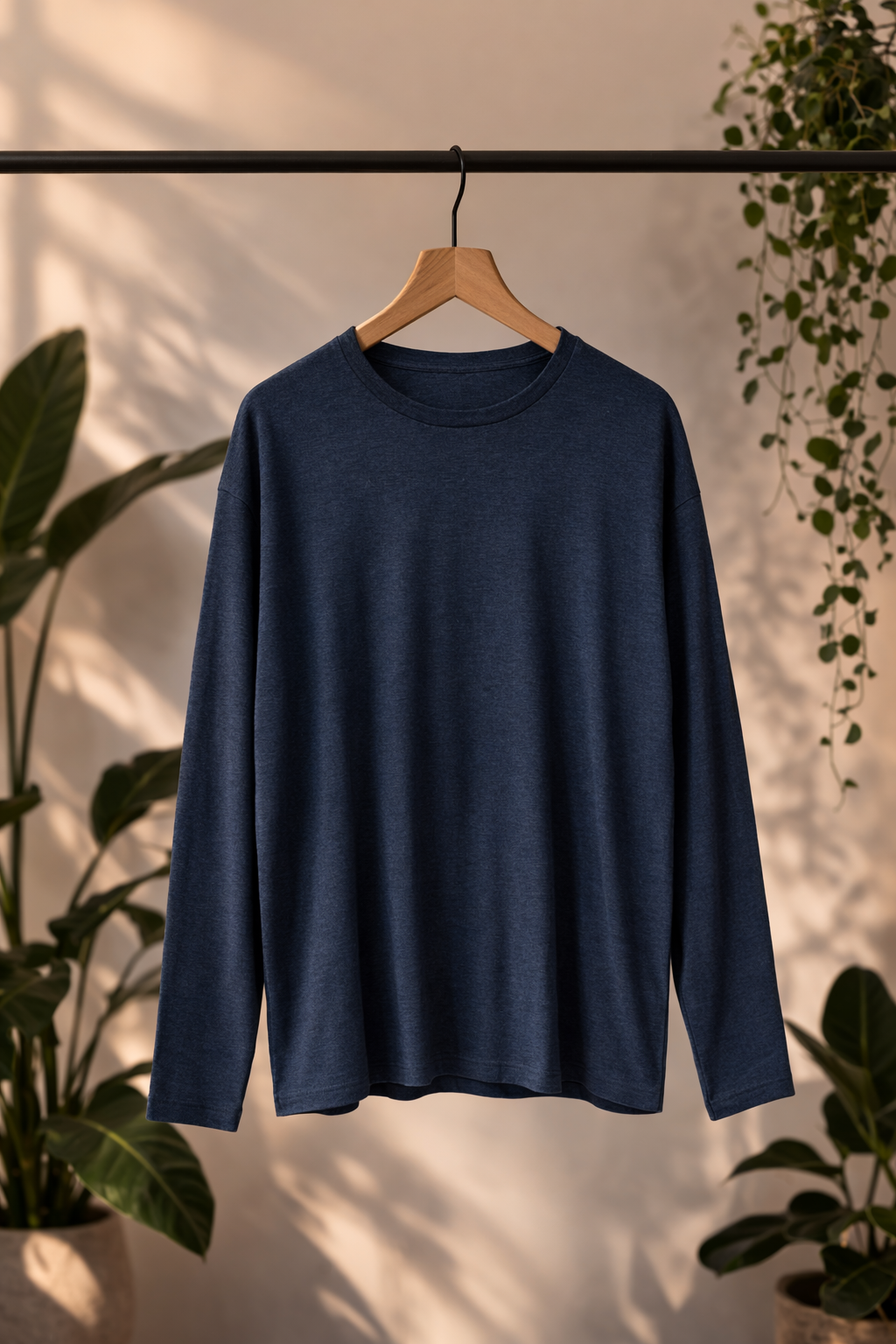 Re-Life Bio-Leinen Jersey Stoff - Marine Muster