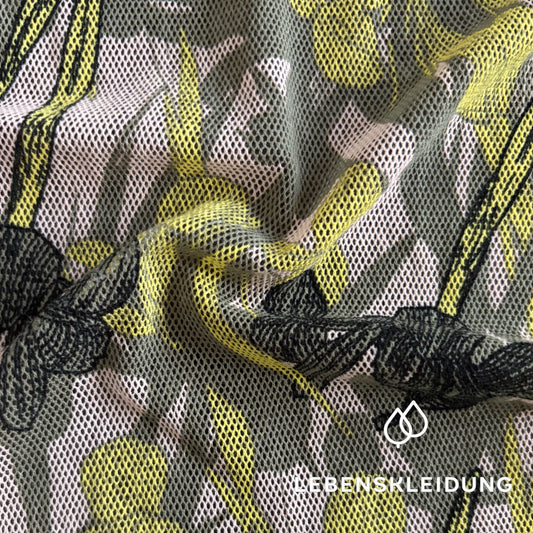 Re-Life Bedruckter Bio-Baumwolle Tüll Stoff - Narzisse – Detailansicht