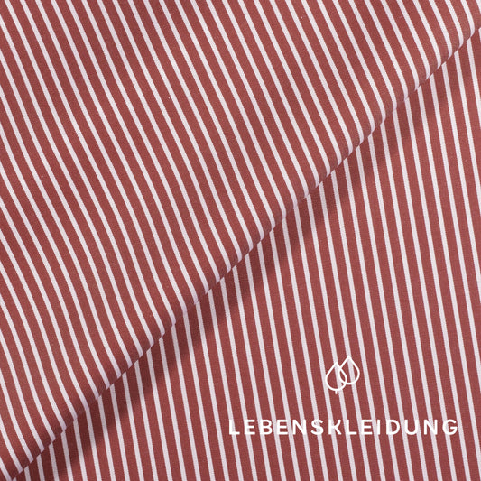 Re-Life Baumwoll Popeline - Rot Weiß gestreift – Detailansicht
