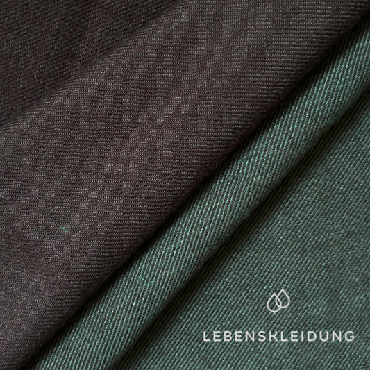 Re-Life Leinen Baumwolle Twill / Köper - Scot Green meliert Muster – Detailansicht