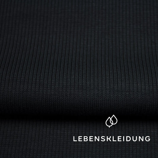 Bio RIB 2x1 (Bündchen) - Schwarz – Detailansicht