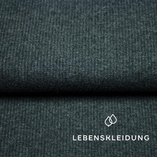 Organic RIB 2x1 (cuffs) - Black melange sample – Detail view