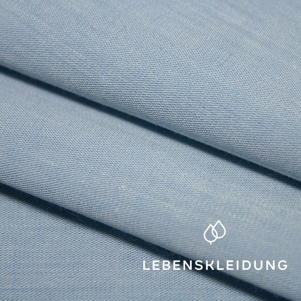 Bio Chambray - Natur-Blau Muster