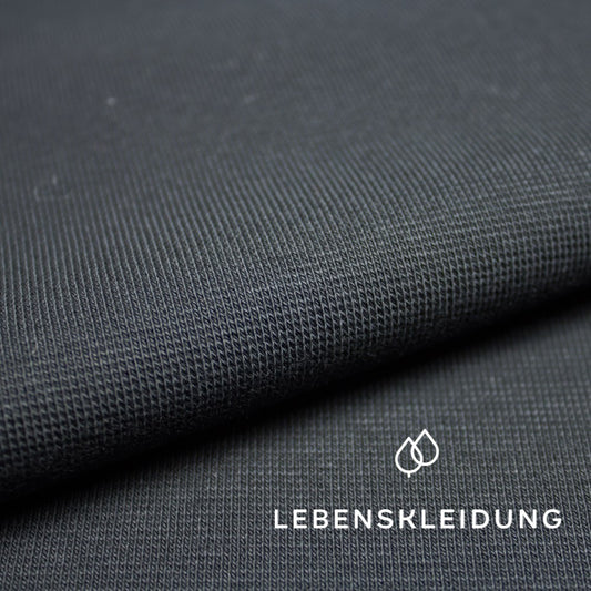 Organic ribbing fabric - black sample – Detail view