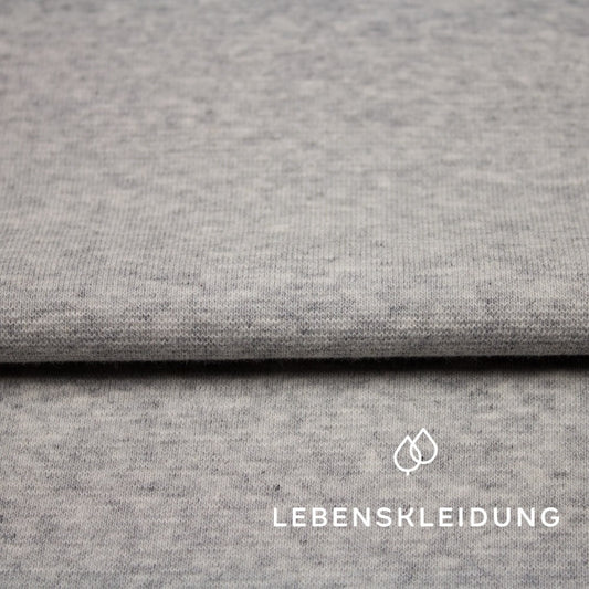 Bio Bündchen Stoff - Grau meliert - hell – Detailansicht