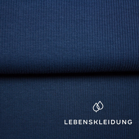 Bio RIB 2x1 (Bündchen) - Navy (hell) – Detailansicht