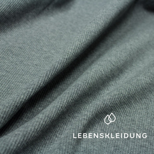 Organic RIB 2x1 (cuffs) - Grey melange - dark – Detail view