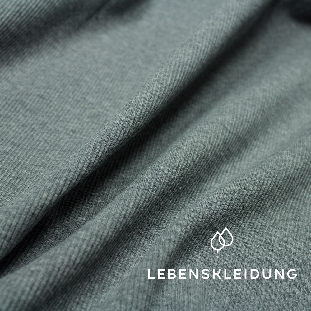 Organic RIB 2x1 (cuffs) - Grey melange - dark sample – Detail view