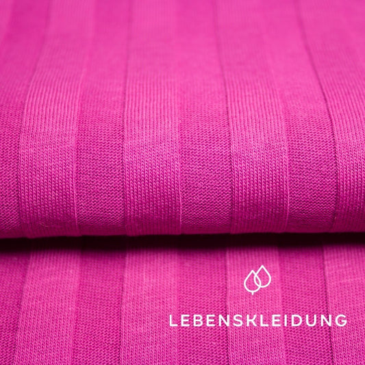 Jersey côtelé bio, large - échantillon rose fuchsia – Vue détaillée