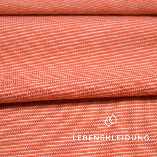 Organic Striped Stretch Jersey - Deep Orange-Ecru – Detail view