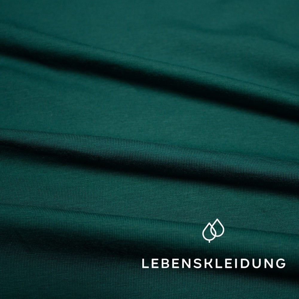 Organic stretch jersey fabric - emerald sample – Detail view