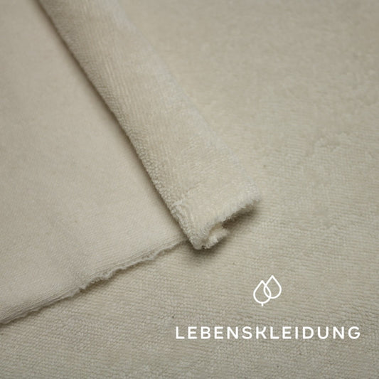 Bio Strickfrotté Stoff ungerauht - Ecru – Detailansicht