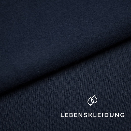Organic brushed sweatshirt fabric - Navy (light) – Detail view