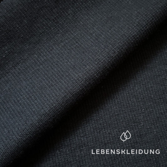 Organic ribbed hose, 40 cm (80 cm open) - Black sample – Detail view
