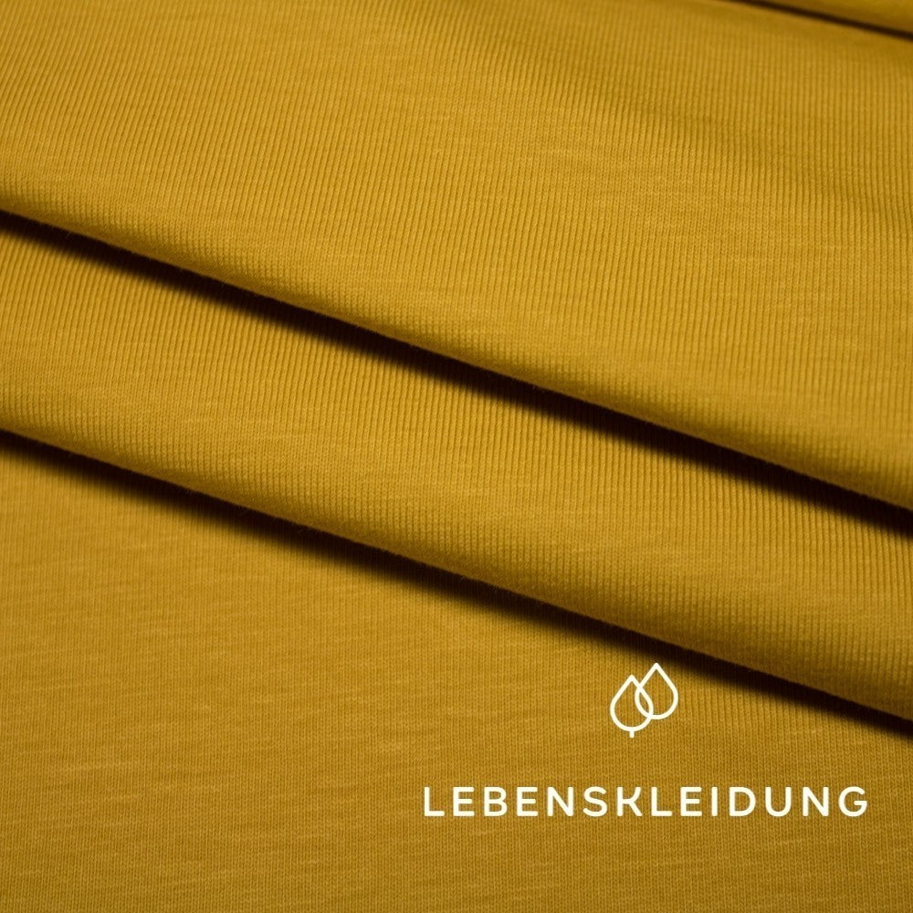 Organic Stretch Jersey Fabric - Golden Yellow sample – Detail view