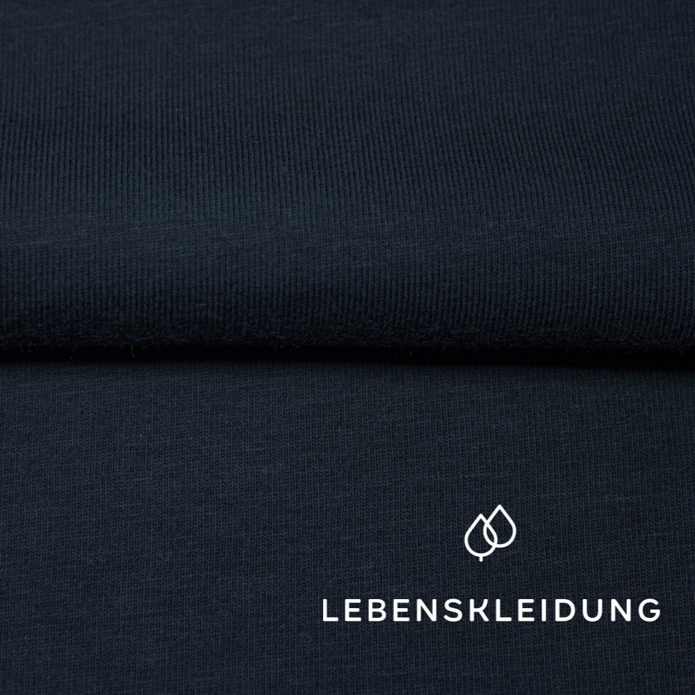 Organic stretch jersey fabric - navy (dark) sample – Detail view