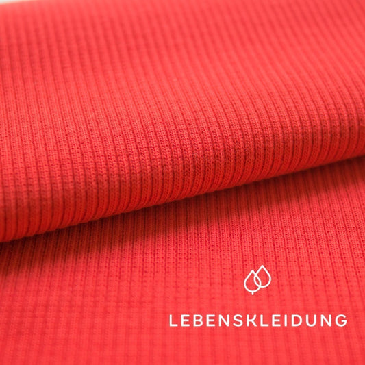 Organic ribbing fabric - Carmine – Detail view