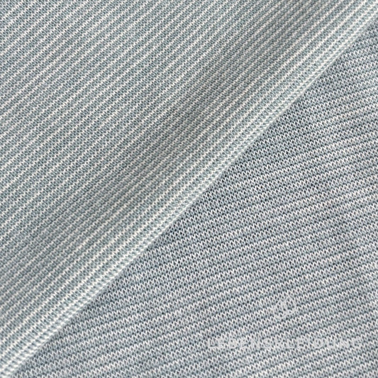 Re-Life Fine Striped Ribbed 1x1 Jersey in Organic Wool with Elastane - Sage – Detail view