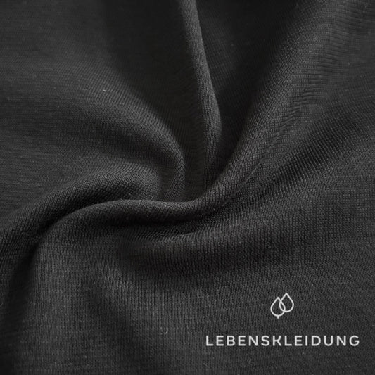 Re-Life Fine Organic Cotton Ribbed Cuffs 1x1 - Black – Detail view