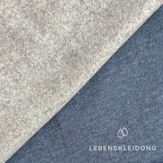 Re-Life Weicher Bio-Baumwolle Baby-Sweatstoff geraut mit Stretch - Jeans Meliert Muster – Detailansicht