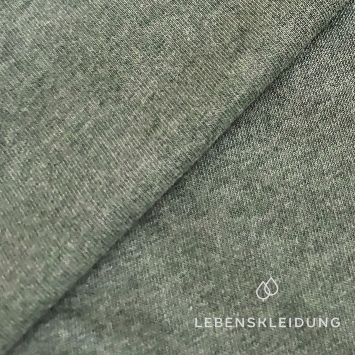 Re-Life Weicher Bio-Baumwolle Baby-Sweatstoff geraut mit Stretch - Jade Meliert Muster – Nahaufnahme