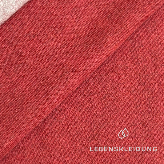 Re-Life Weicher Bio-Baumwolle Baby-Sweatstoff geraut mit Stretch - Kirsche Meliert – Detailansicht