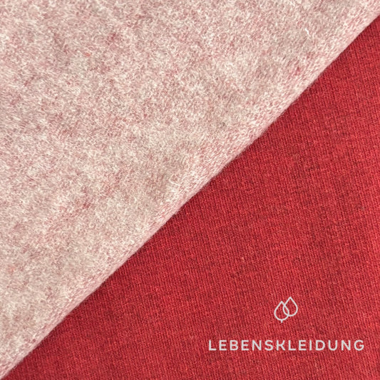 Re-Life Weicher Bio-Baumwolle Baby-Sweatstoff geraut mit Stretch - Kirsche Meliert Muster – Detailansicht