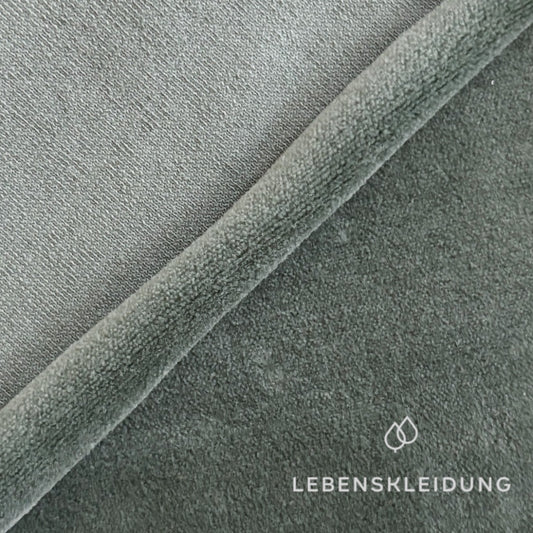 Re-Life Weicher Bio-Baumwolle Nicki Velour - Seagrass – Detailansicht