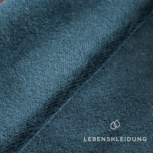 Re-Life Weicher Bio-Baumwolle Nicki Velour - Petrol – Detailansicht