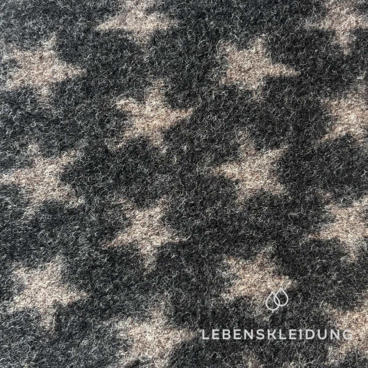 Re-Life Patterned Organic Wool Felt made from Organic Wool and Organic Cotton - Black Melange Stars – Detail view