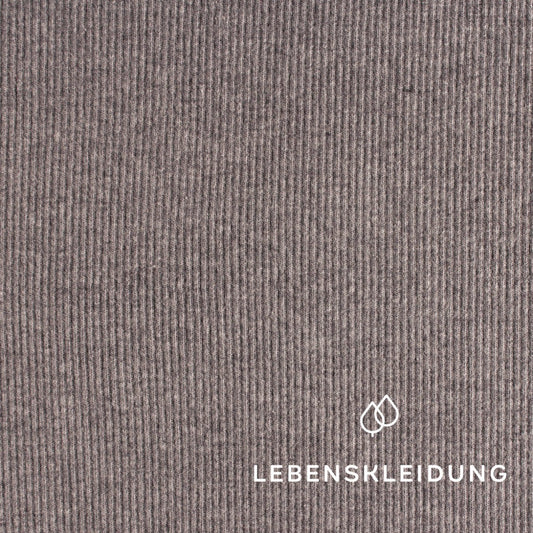 Re-Life RIB 2x1 (cuff) fabric - grey melange / dark sample – Detail view