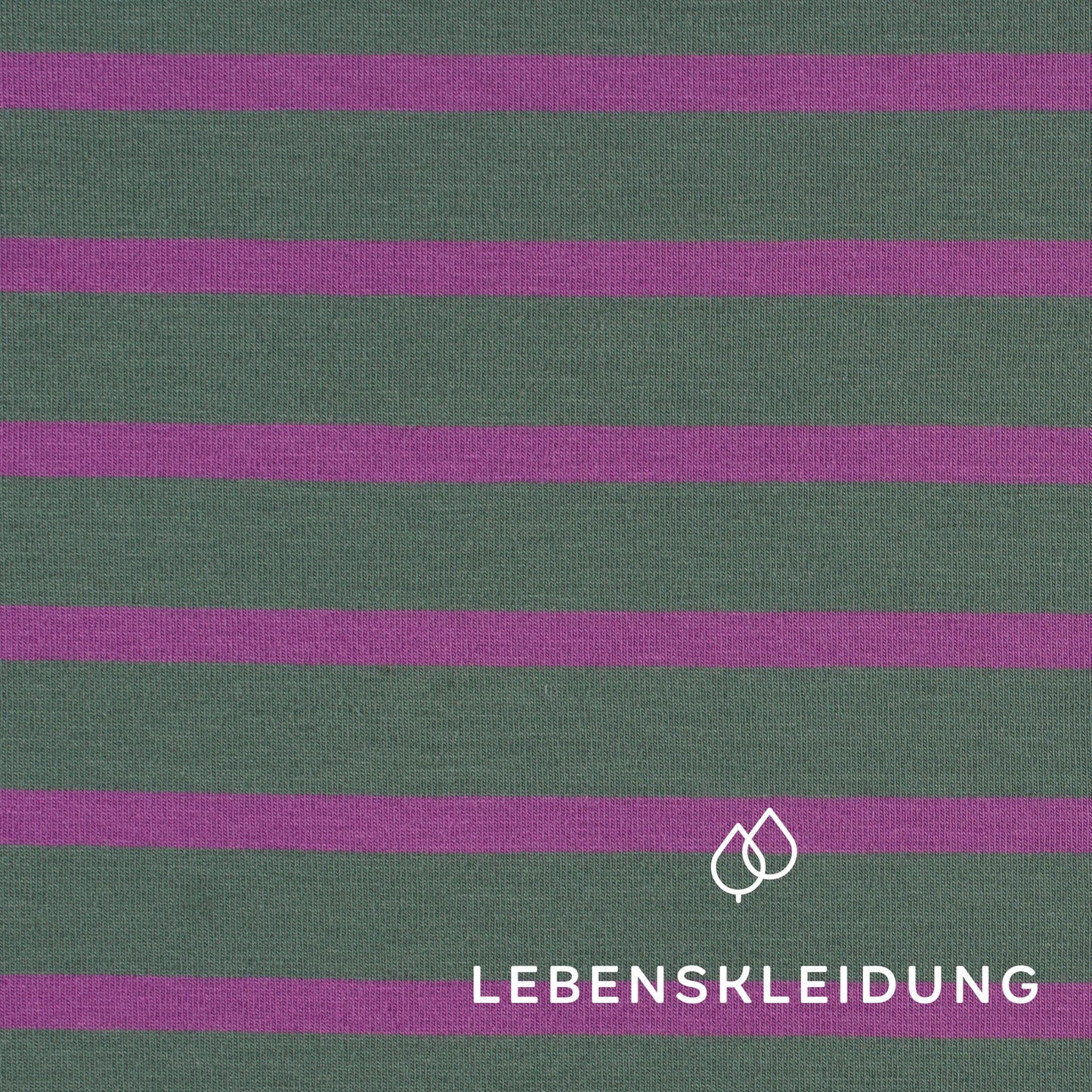 Organic stretch jersey fabric - wide stripes - Vintage Green-Soft Grape – Close-up