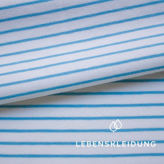 Bio Striped Stretch Jersey - Frosty Blue – Detailansicht