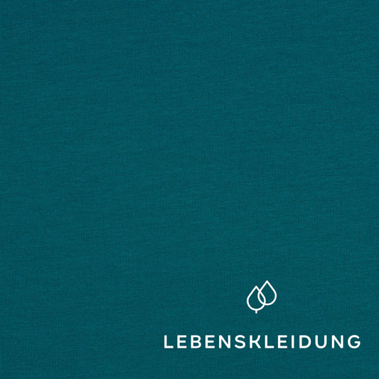 Organic Stretch Jersey Fabric - Teal Blue sample – Detail view