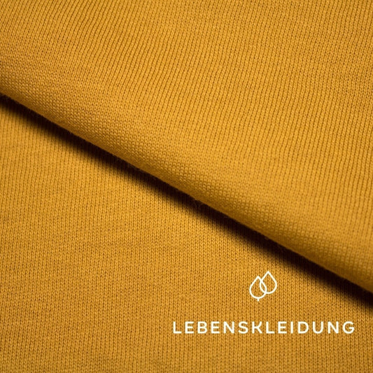 Organic brushed sweatshirt fabric - Golden Yellow sample – Detail view