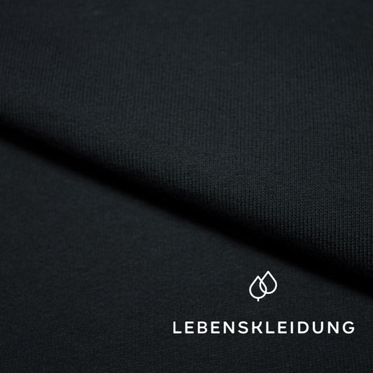 Organic brushed sweatshirt fabric - Black () – Detail view