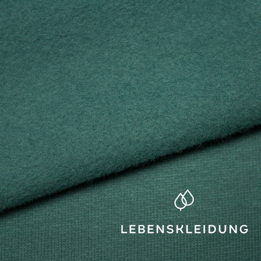 Bio Sweat Stoff gerauht - Powdered Green – Detailansicht