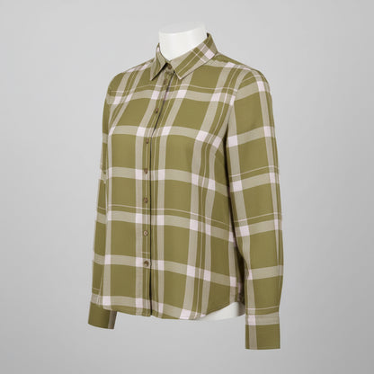 Re-Life EcoVero Viscose - échantillon à carreaux vert et rose