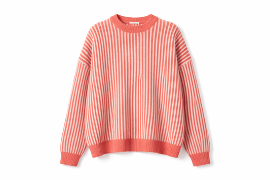 Bio Heavy Knit - Striped Apricot Sunset-Ecru