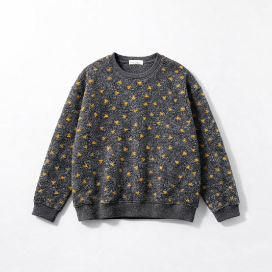 Re-Life Gemusterter Bio Wollwalk aus Bio-Wolle und Bio-Baumwolle - Dunkelgrau Meliert Dreiecke