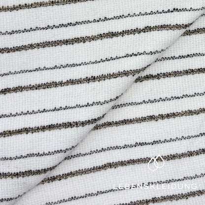 Re-Life Frottee Strickstoff gestreift White Brown