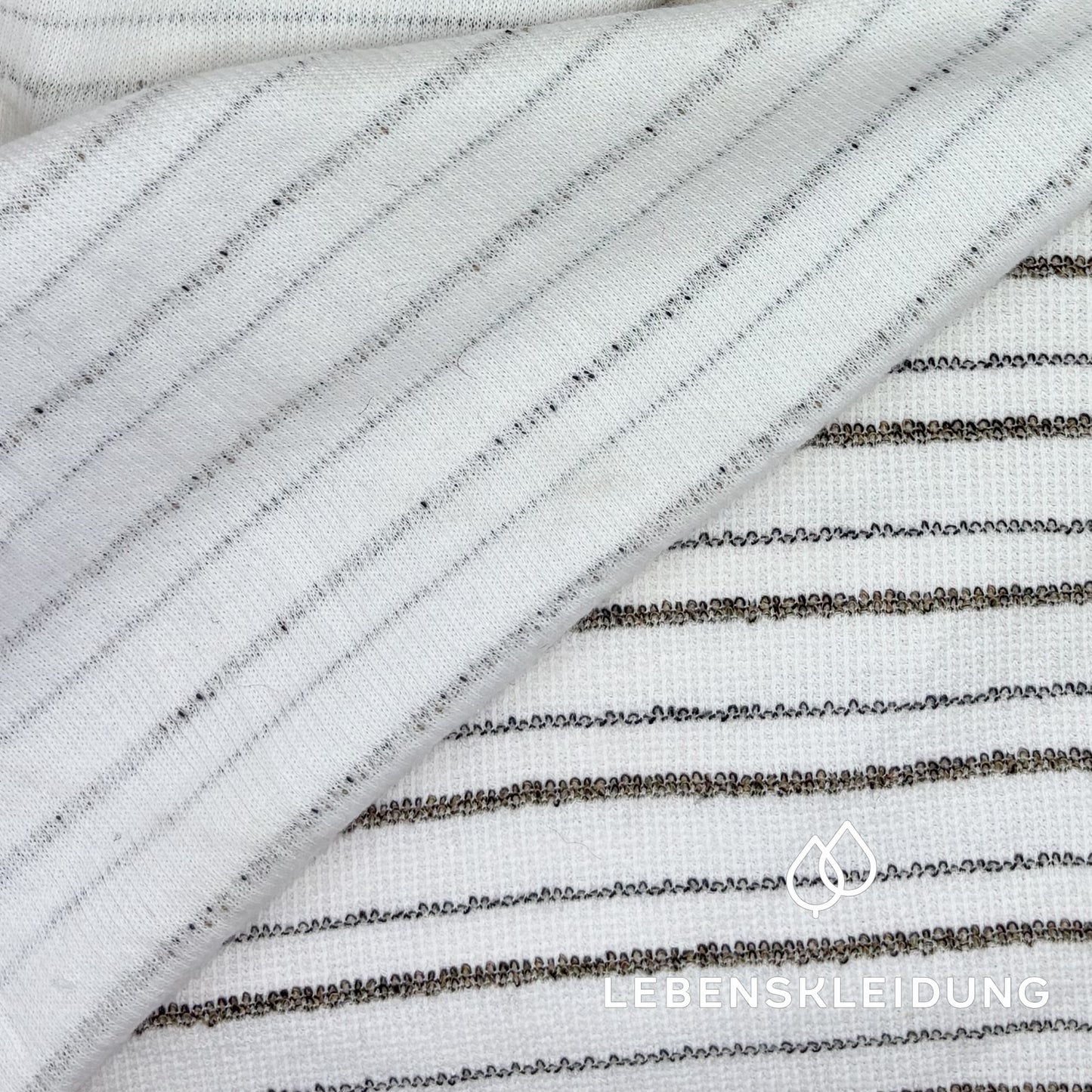 Re-Life Frottee Strickstoff gestreift White Brown