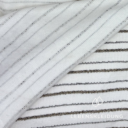 Re-Life Frottee Strickstoff gestreift White Brown