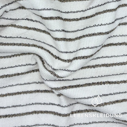 Re-Life Frottee Strickstoff gestreift White Brown