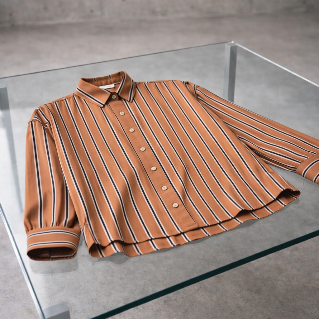 Lyocell tissé à rayures - Sienne