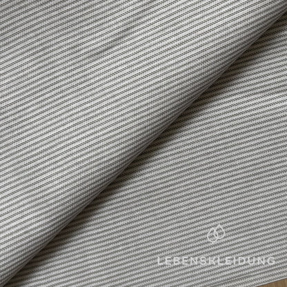 Re-Life Oxford Shirt Fabric - Light Grey - White sample – Close-up