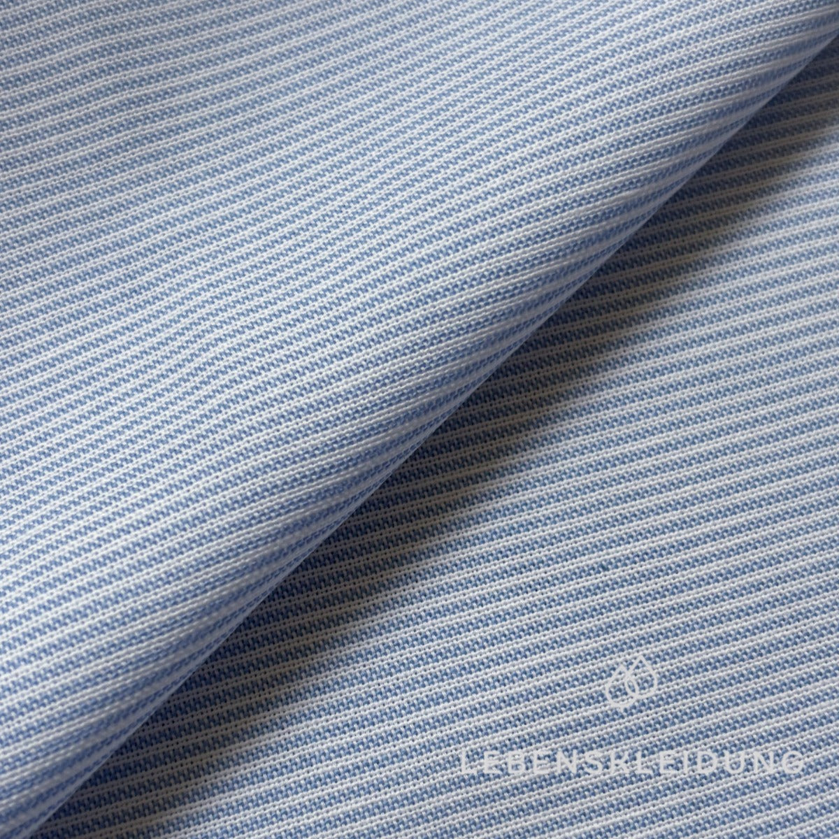 Re-Life Oxford shirting fabric - Light blue - White striped sample – Detail view