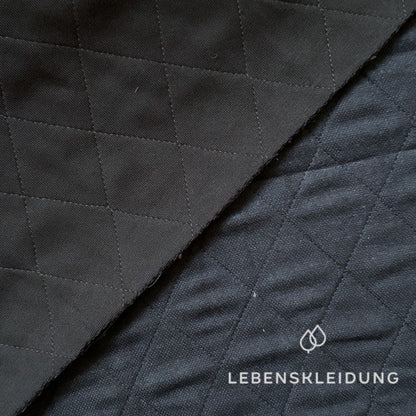 Chemise en flanelle matelassée Re-Life à motif chiné - bleu marine chiné – Gros plan