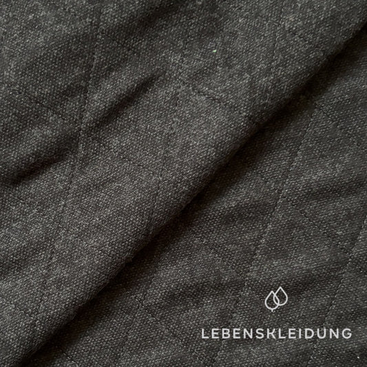 Re-Life Steppstoff Flanell-Sweat meliert - Anthrazit meliert Muster